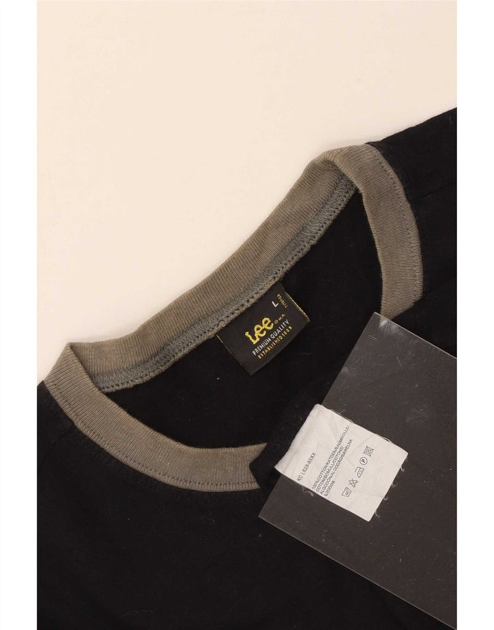 Lee Mens T-Shirt Top Large Black Cotton