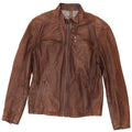 Conbipel Mens Leather Biker Jacket IT 48 Medium Brown Lambskin