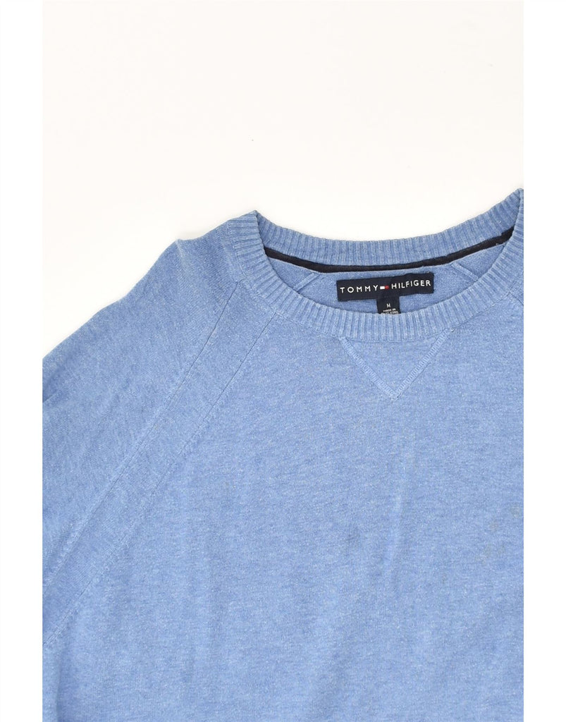 TOMMY HILFIGER Mens Crew Neck Jumper Sweater Medium Blue Cotton | Vintage Tommy Hilfiger | Thrift | Second-Hand Tommy Hilfiger | Used Clothing | Messina Hembry 