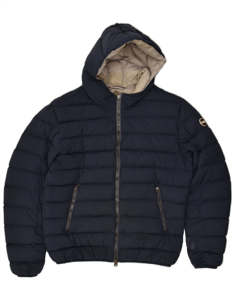 COLMAR Mens Hooded Padded Jacket IT 50 Large Navy Blue Nylon | Vintage Colmar | Thrift | Second-Hand Colmar | Used Clothing | Messina Hembry 