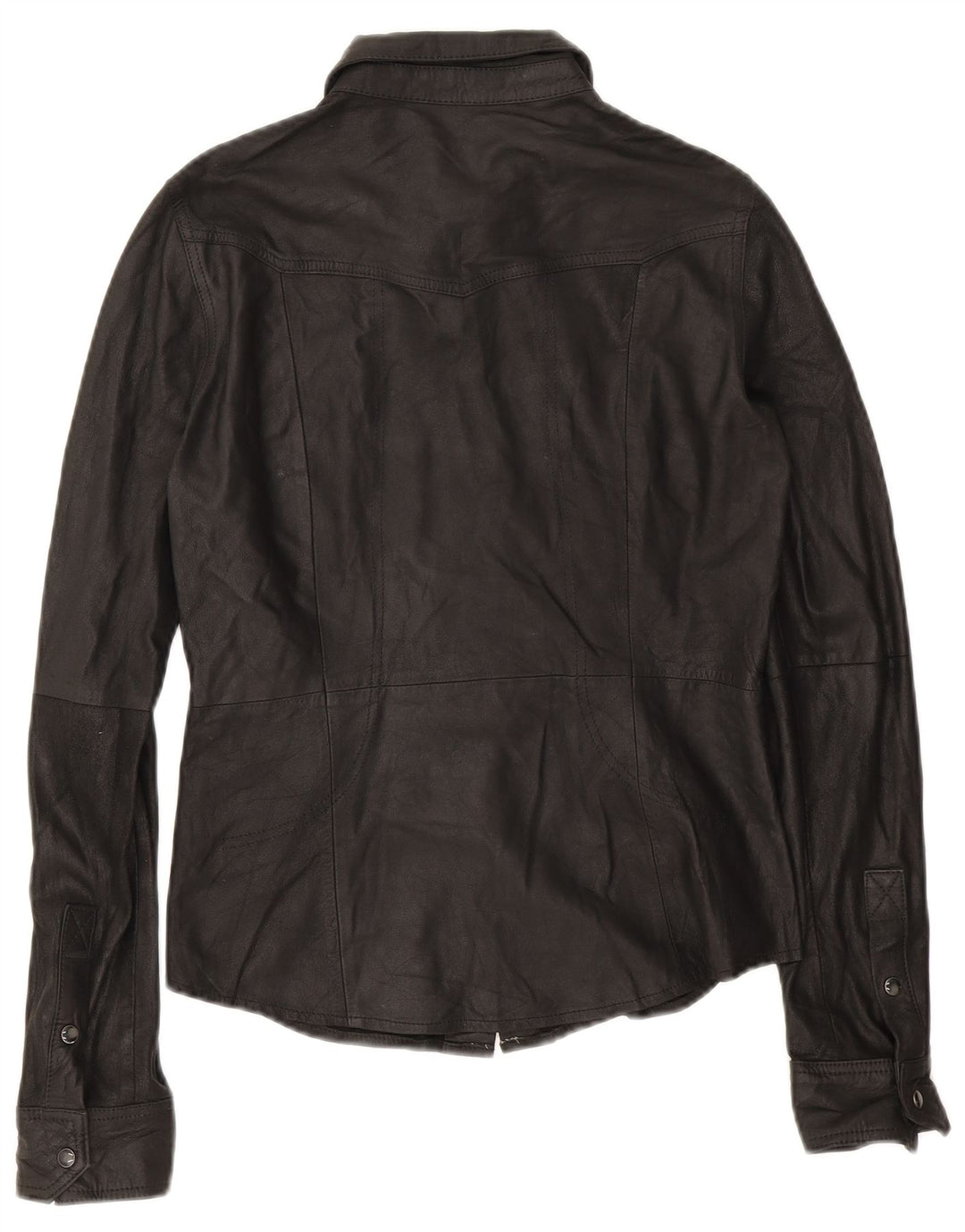 Zara Womens Leather Shirt UK 10 Small Black