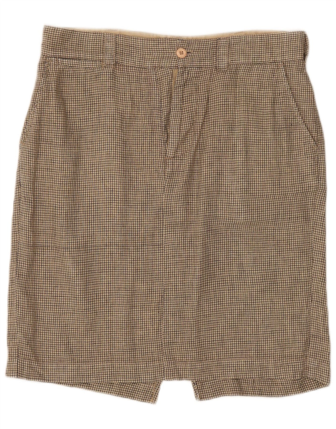 Woolrich Womens Straight Skirt W33 Large Beige Check Linen
