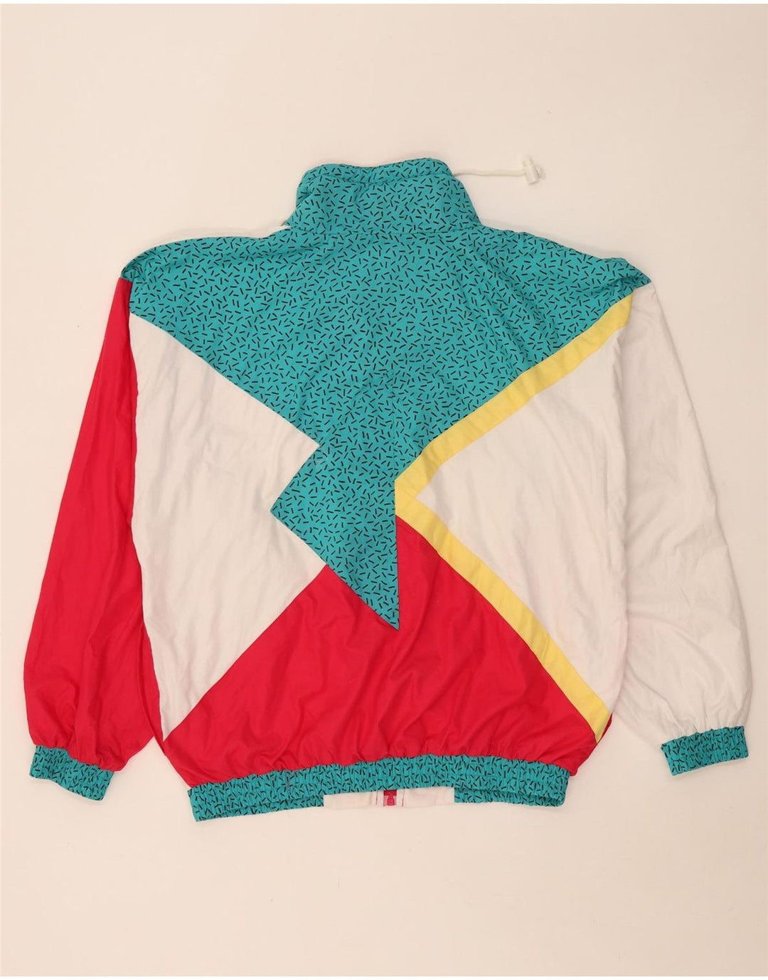 Vintage Mens Windbreaker Jacket UK 38 Medium White Colourblock Polyester