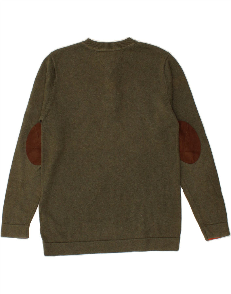 TOMMY HILFIGER Boys Crew Neck Jumper Sweater 12-13 Years Large Khaki Vintage Tommy Hilfiger and Second-Hand Tommy Hilfiger from Messina Hembry 