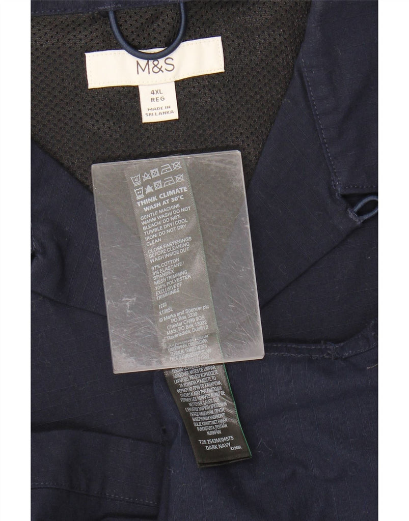 MARKS & SPENCER Mens Short Sleeve Shirt 4XL Navy Blue Cotton Vintage Marks & Spencer and Second-Hand Marks & Spencer from Messina Hembry 
