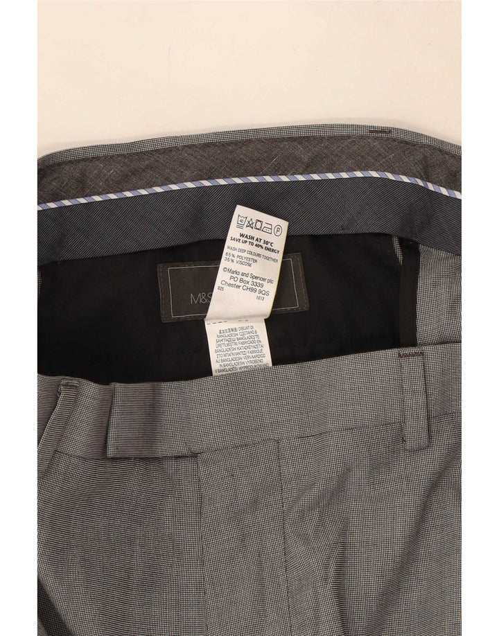 Marks & Spencer Mens Tailored Fit Casual Trousers W34 L33 Grey Polyester