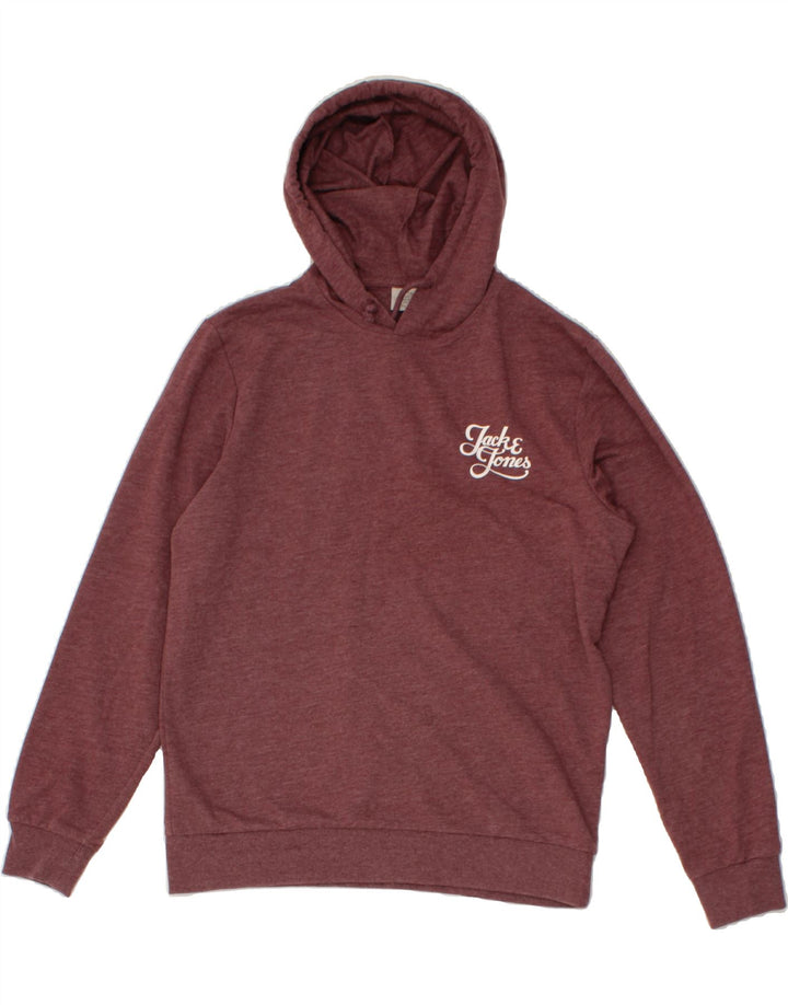 JACK & JONES Mens Hoodie Jumper Medium Maroon Polyester Vintage Jack & Jones and Second-Hand Jack & Jones from Messina Hembry 