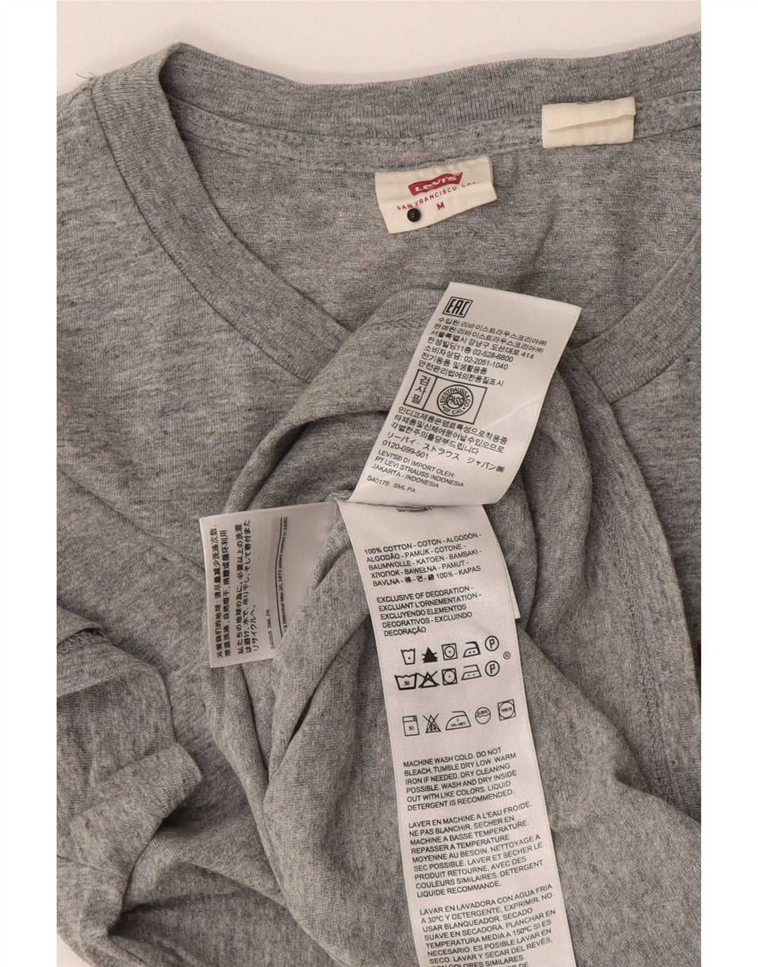 Levi's Womens T-Shirt Top UK 12 Medium Grey Flecked Cotton