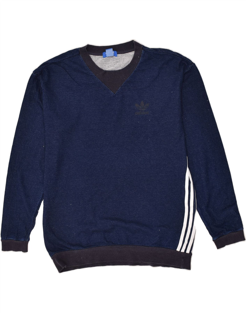 ADIDAS Mens Sweatshirt Jumper Medium Navy Blue Cotton | Vintage Adidas | Thrift | Second-Hand Adidas | Used Clothing | Messina Hembry 