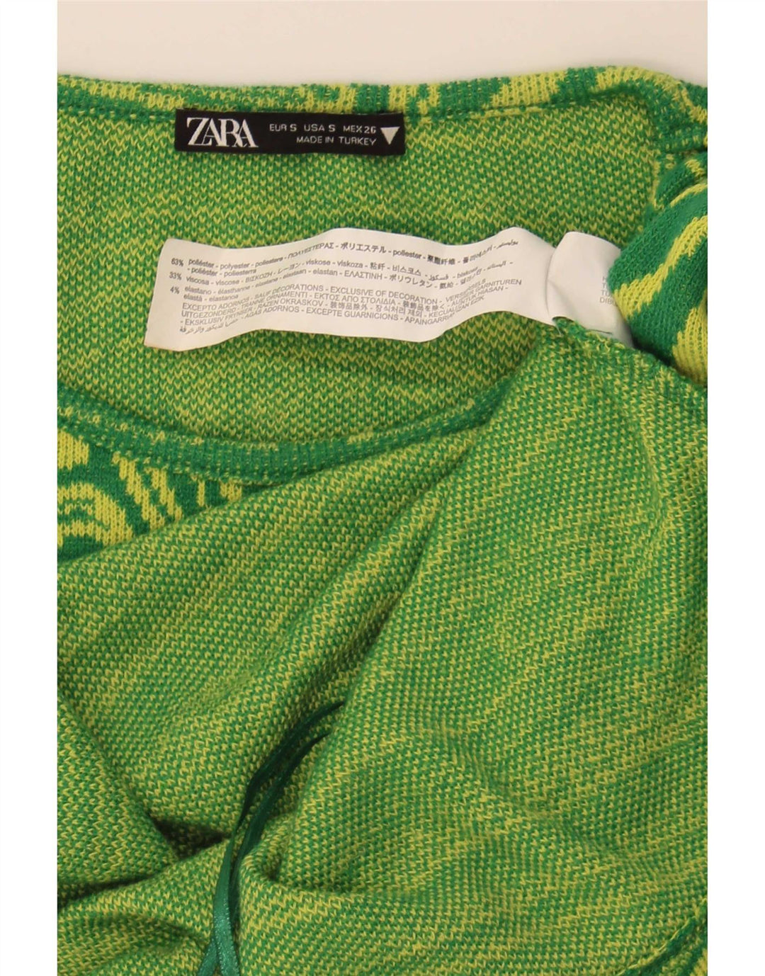 Zara Womens Abstract Pattern Cutout Bodycon Dress UK 8 Small Green