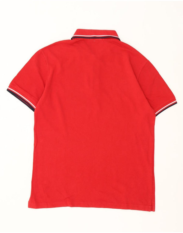 Fred Perry Mens Polo Shirt Medium Red Striped Cotton