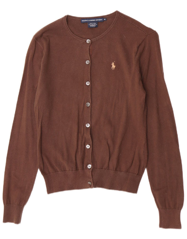 Ralph Lauren Womens Cardigan Sweater UK 12 Medium Brown Cotton