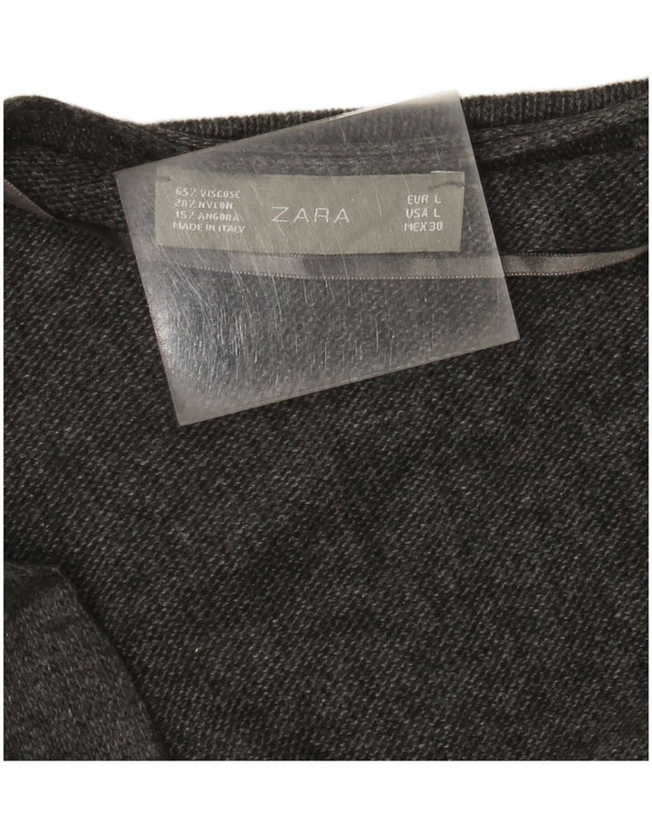 Zara Womens Cardigan Sweater UK 14 Large Grey Viscose