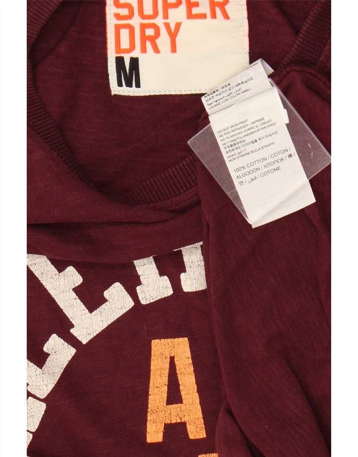 Superdry Mens Graphic T-Shirt Top Medium Burgundy Cotton