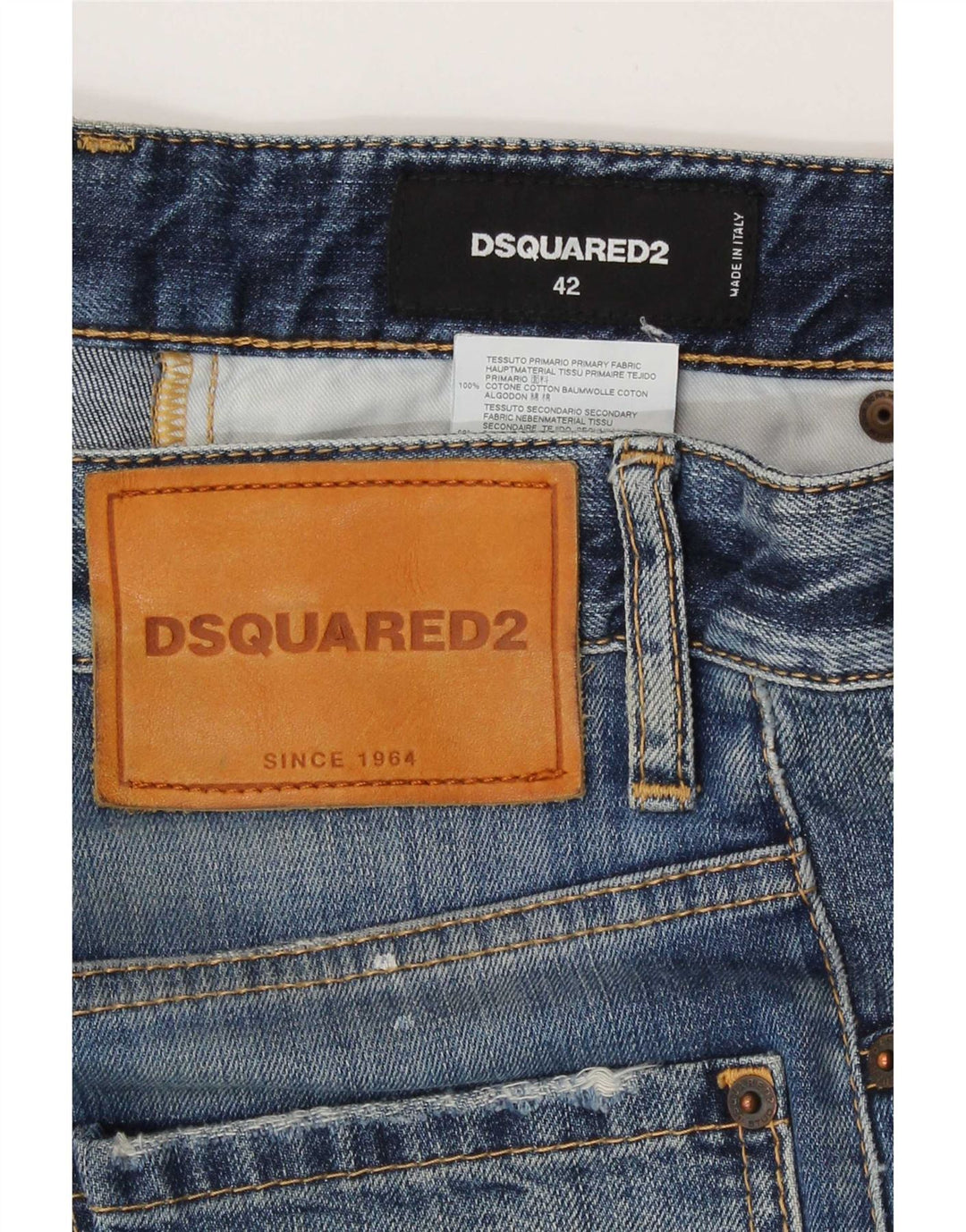 Dsquared2 Womens Distressed Slim Jeans IT 42 Medium W30 L27 Blue Spotted