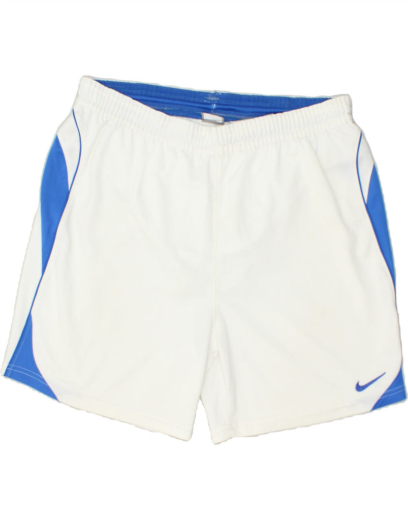 NIKE Mens Sport Shorts Large White Colourblock Polyester | Vintage Nike | Thrift | Second-Hand Nike | Used Clothing | Messina Hembry 