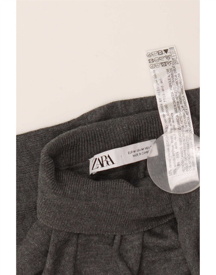 Zara Mens Roll Neck Jumper Sweater Medium Grey Viscose