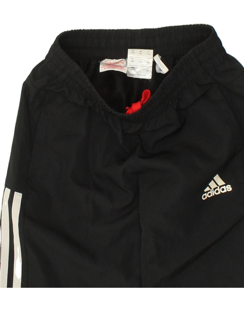 ADIDAS Boys Graphic Tracksuit Trousers Joggers 7-8 Years Black Polyester | Vintage Adidas | Thrift | Second-Hand Adidas | Used Clothing | Messina Hembry 