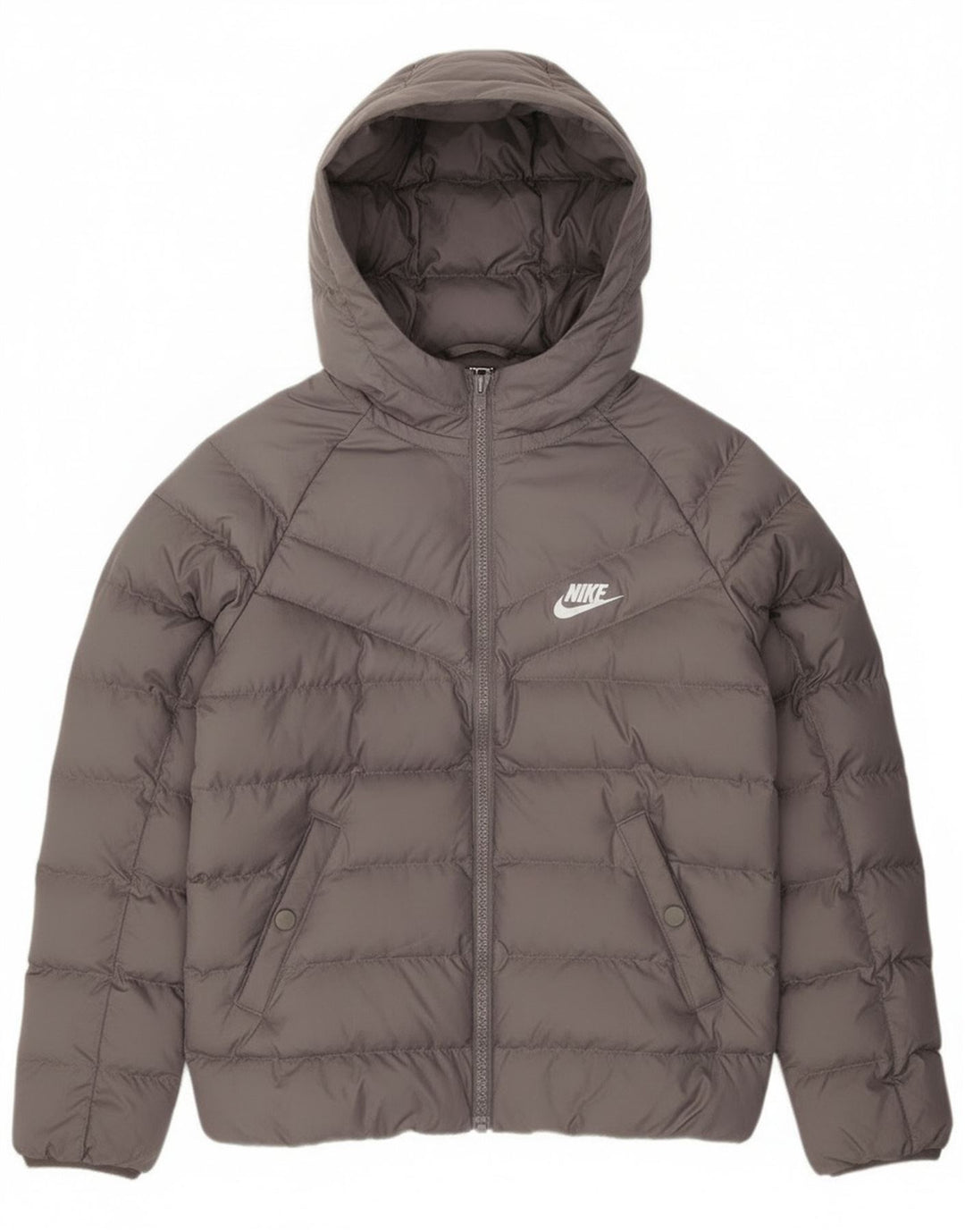 Nike Boys Hooded Padded Jacket 10-11 Years Medium Grey Polyester