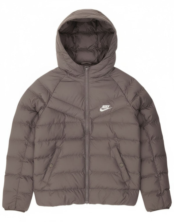 Nike Boys Hooded Padded Jacket 10-11 Years Medium Grey Polyester