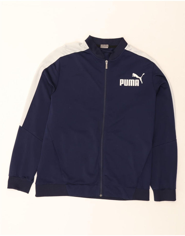 Puma Mens Graphic Tracksuit Top Jacket XL Navy Blue Colourblock