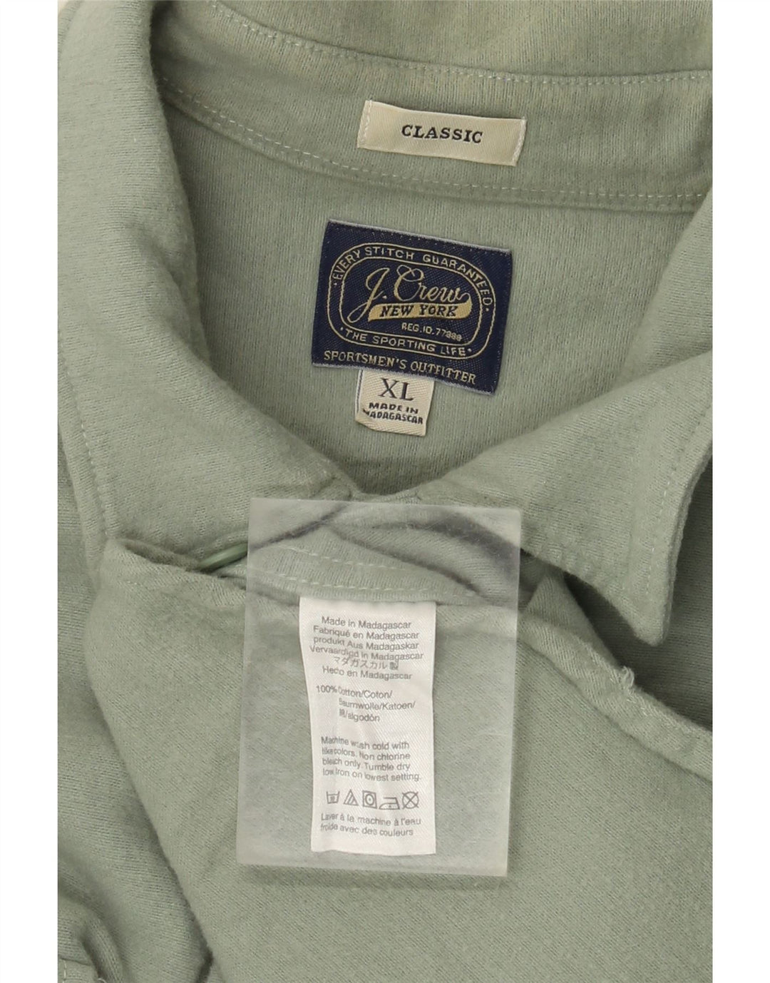 J. CREW Mens Classic Flannel Shirt XL Green Cotton