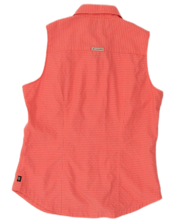 Columbia Womens Sleeveless Shirt UK 10 Small Pink Gingham Rayon