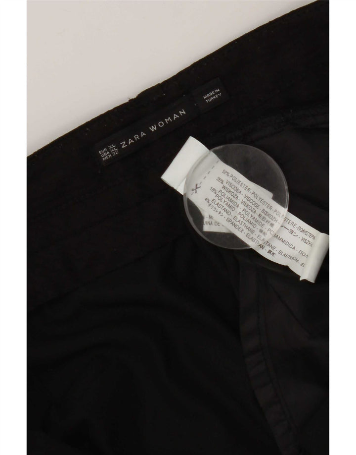 Zara Womens Drop Crotch Capri Trousers XL W36 L19 Black Polyester