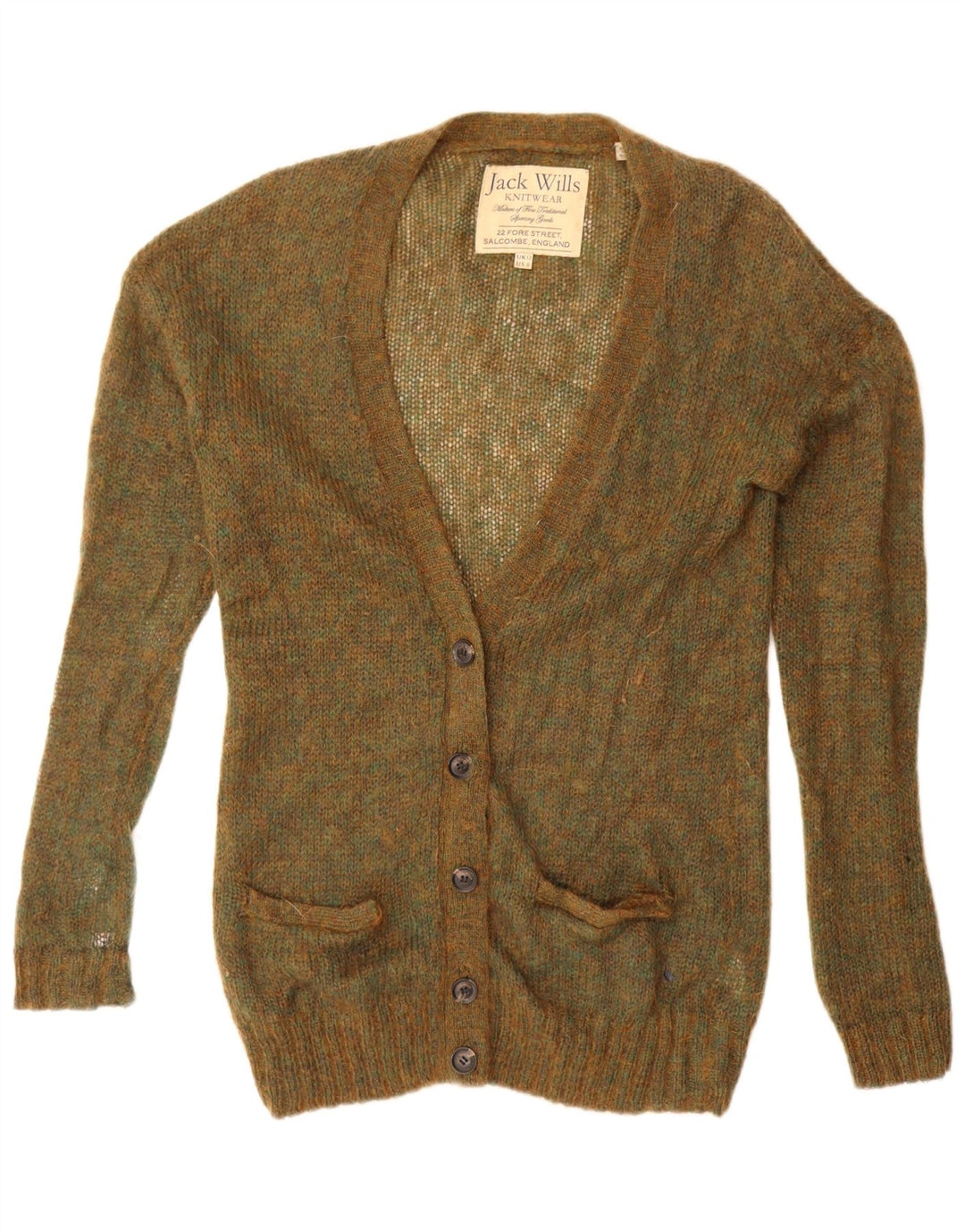Jack Wills Womens Oversized Cardigan Sweater UK 12 Medium Khaki Flecked