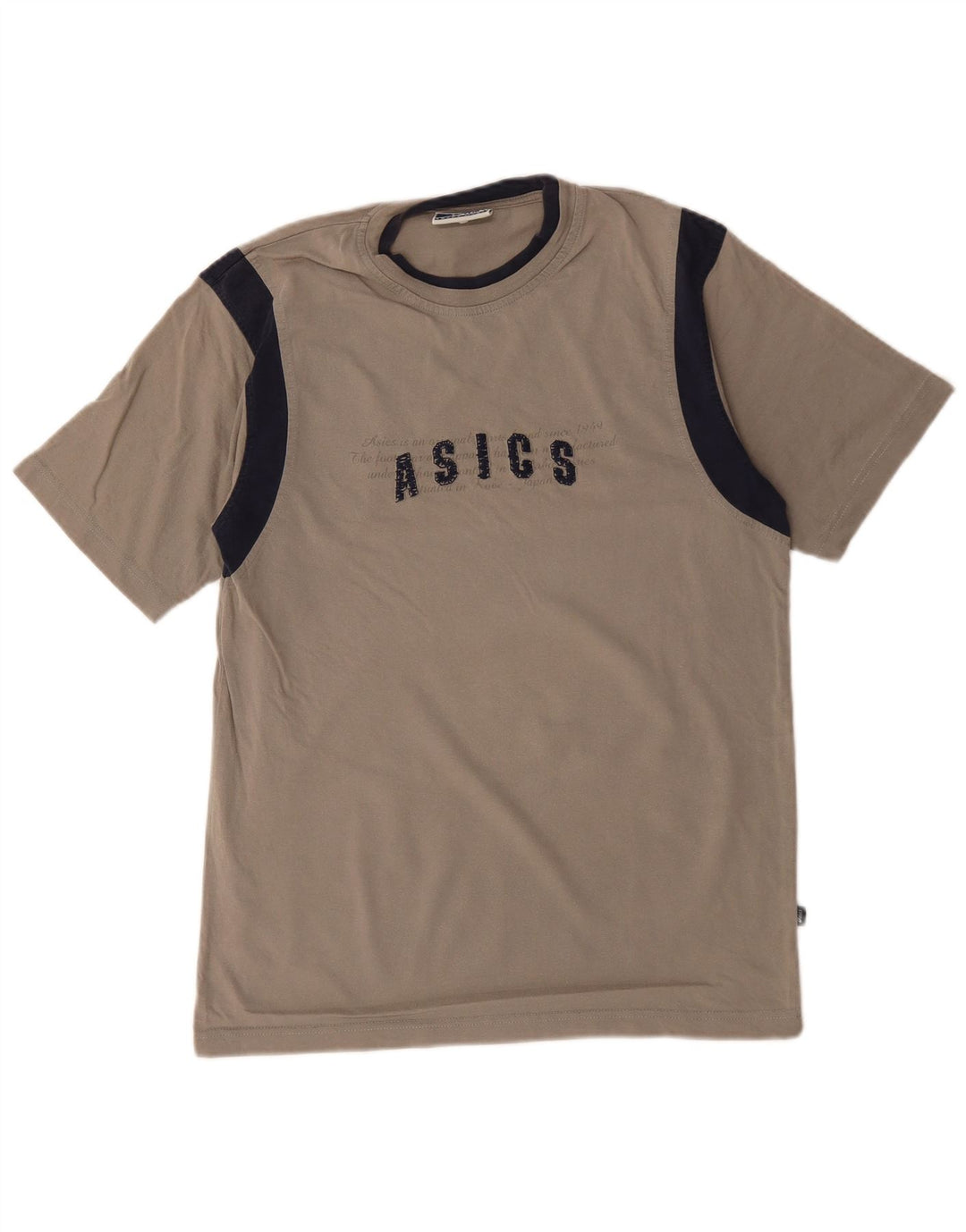Asics Mens Graphic T-Shirt Top Small Grey Colourblock Cotton