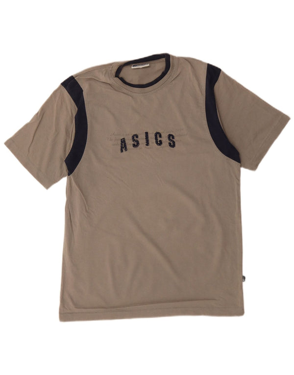 Asics Mens Graphic T-Shirt Top Small Grey Colourblock Cotton