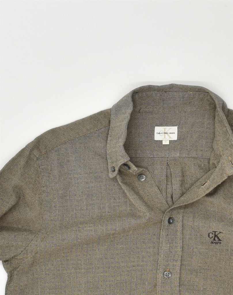 CALVIN KLEIN Mens Shirt Small Khaki Cotton | Vintage Calvin Klein | Thrift | Second-Hand Calvin Klein | Used Clothing | Messina Hembry 