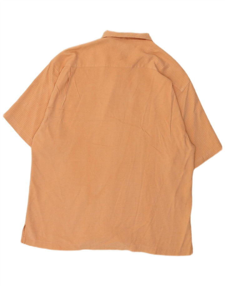 Tommy Bahama Mens Short Sleeve Shirt Large Orange Check Silk