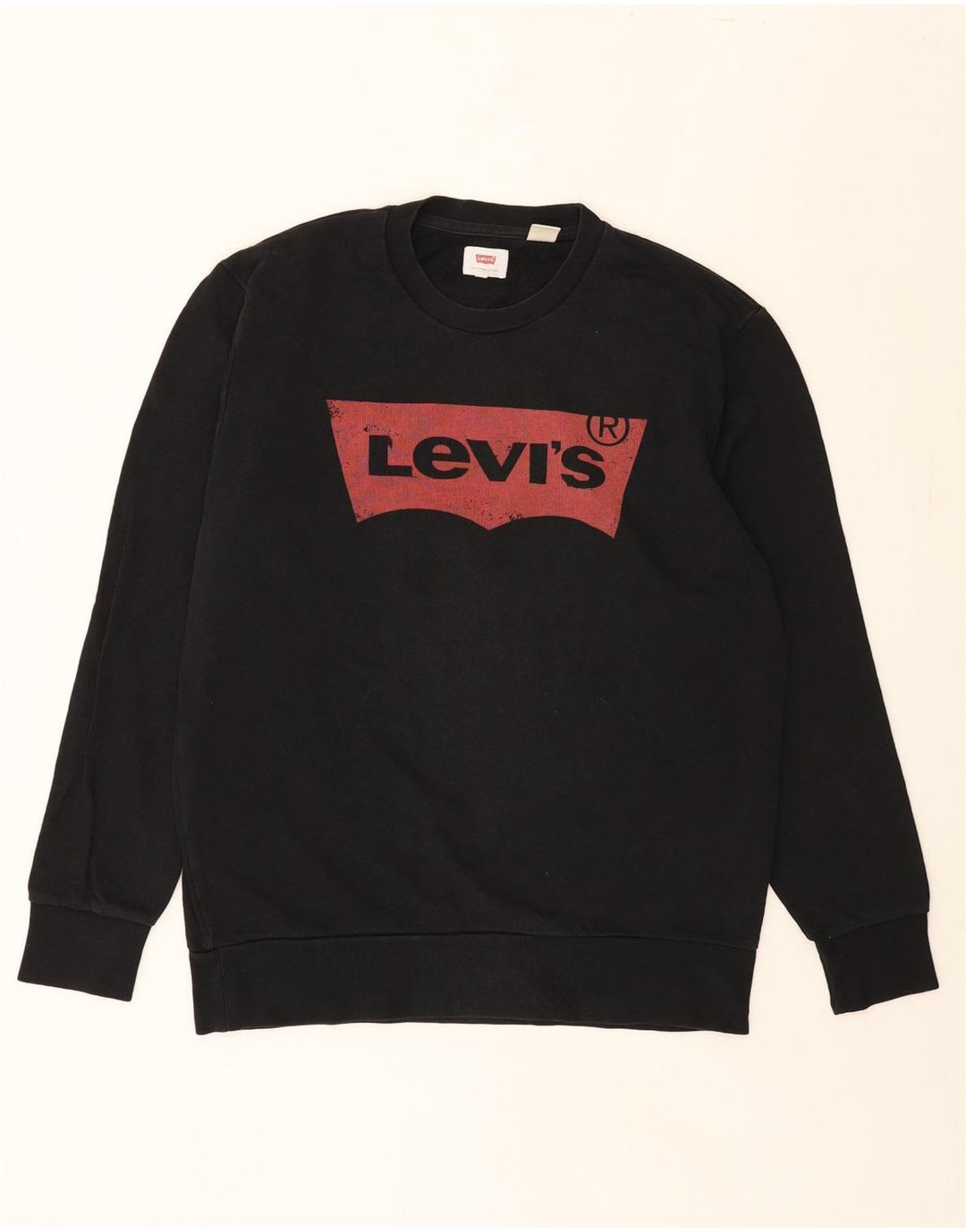 LEVI'S Mens Graphic Sweatshirt Jumper Large Black Cotton Vintage Levi's and Second-Hand Levi's from Messina Hembry 