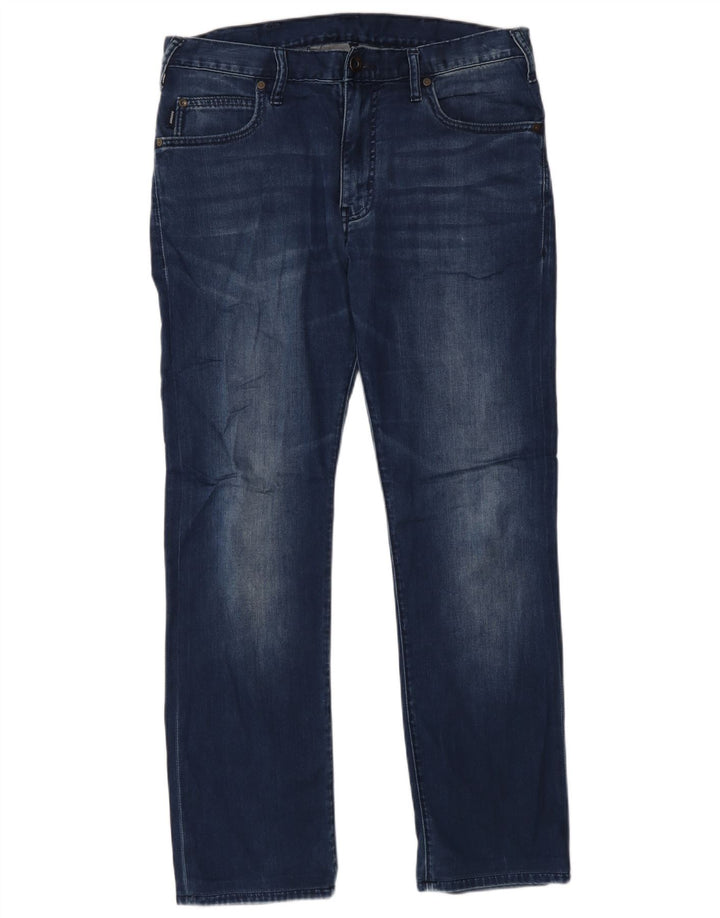 Armani Mens Straight Jeans W31 L30 Blue Cotton