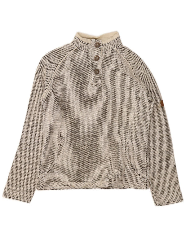 Weird Fish Womens Button Neck Sweatshirt Jumper UK 10 Small Grey Cotton