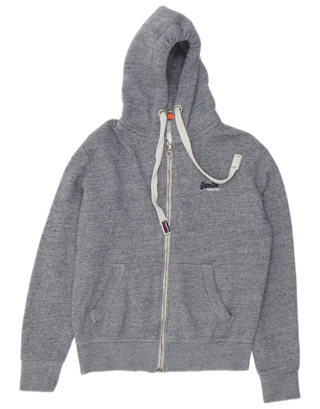 Superdry Mens Zip Hoodie Sweater Medium Blue Flecked Cotton