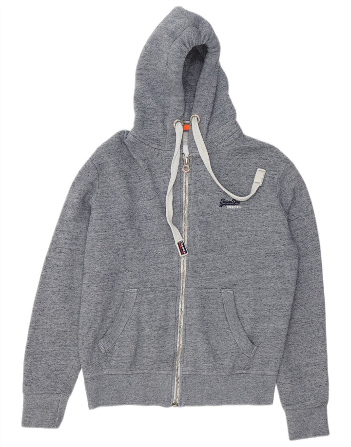 Superdry Mens Zip Hoodie Sweater Medium Blue Flecked Cotton