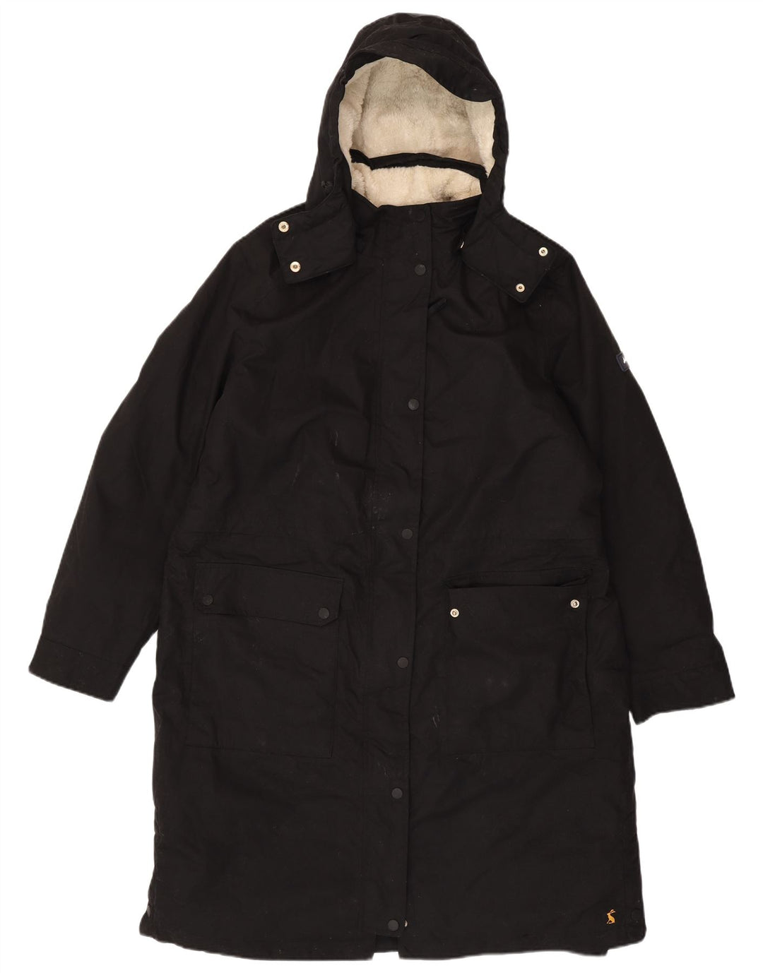 Joules Womens Hooded Parka Jacket UK 18 XL Black Polyester