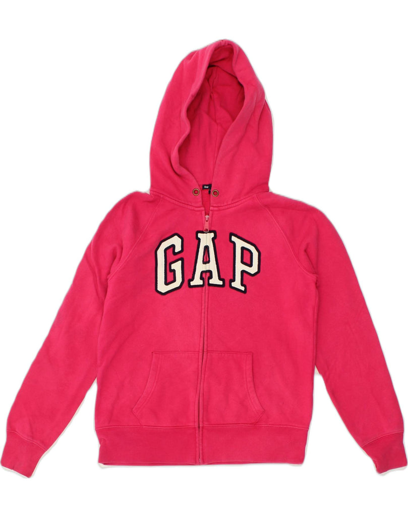 GAP Womens Graphic Zip Hoodie Sweater UK 10 Small Pink Cotton | Vintage Gap | Thrift | Second-Hand Gap | Used Clothing | Messina Hembry 