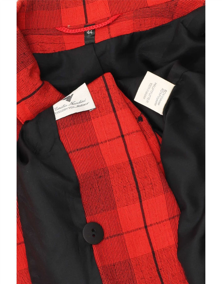 Vintage Womens Double Breasted Blazer Jacket EU 44 XL Red Check Viscose
