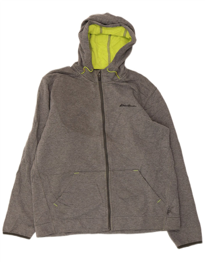 EDDIE BAUER Mens Zip Hoodie Sweater Large Grey Polyester