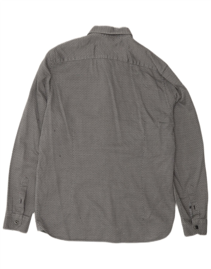 Ted Baker Mens Modern Fit Shirt Size 16 Large Grey Geometric