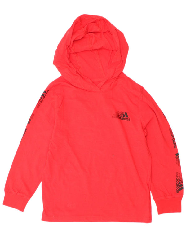Adidas Boys Graphic Hoodie Jumper 3-4 Years Red Cotton