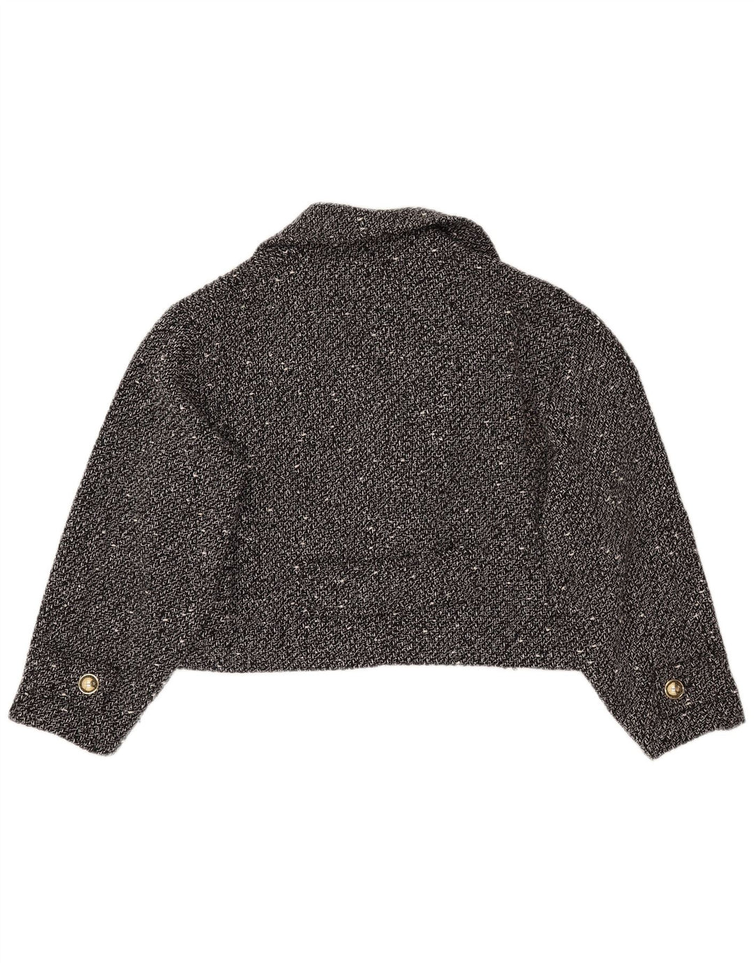 ZARA Womens Oversized Crop Blazer Jacket UK 18 XL Black Flecked