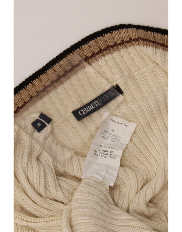 CERRUTI 1881 Womens Cardigan Sweater UK 12 Medium Off White Cotton