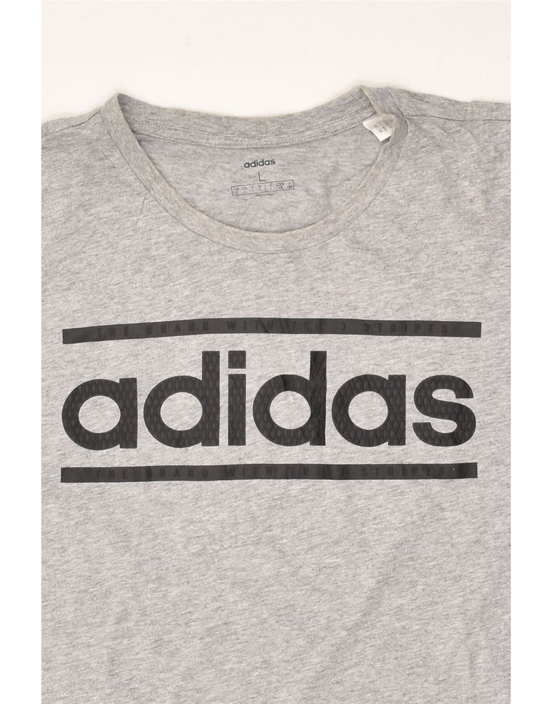 ADIDAS Mens Graphic T-Shirt Top Large Grey Cotton | Vintage Adidas | Thrift | Second-Hand Adidas | Used Clothing | Messina Hembry 