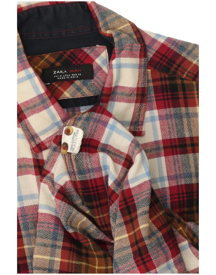 Zara Mens Flannel Shirt Medium Multicoloured Check Cotton