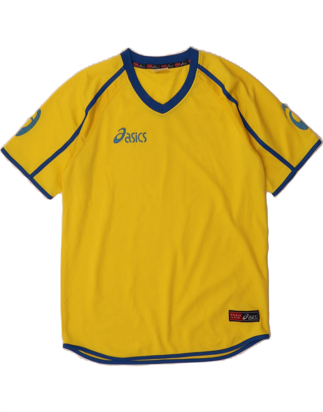 ASICS Boys Graphic T-Shirt Top 13-14 Years Yellow Polyester Vintage Asics and Second-Hand Asics from Messina Hembry 