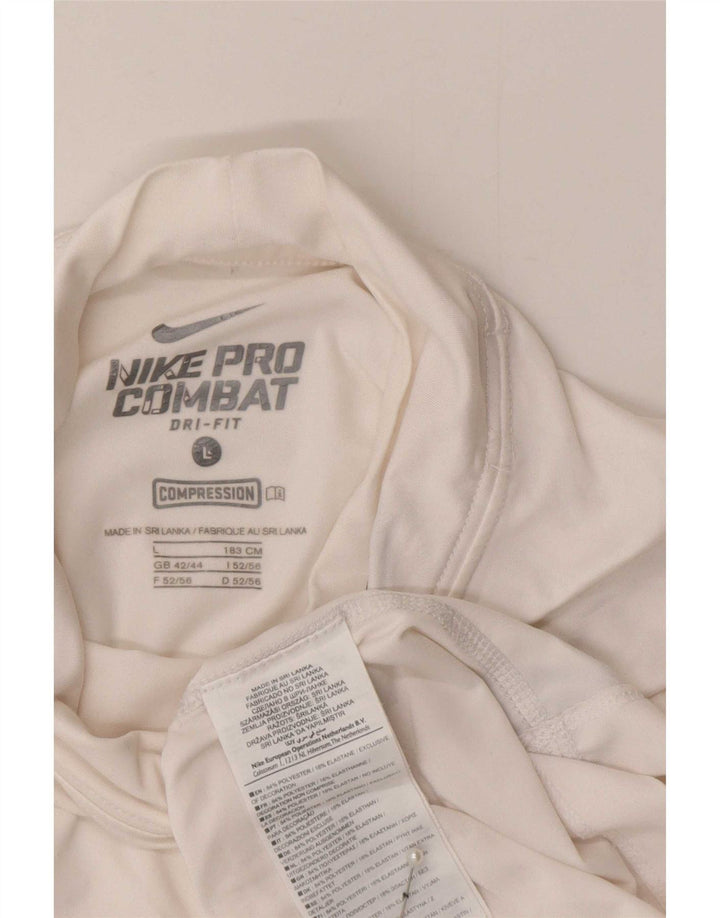 Nike Mens Compression Top Long Sleeve UK 42/44 Large White Polyester Sports